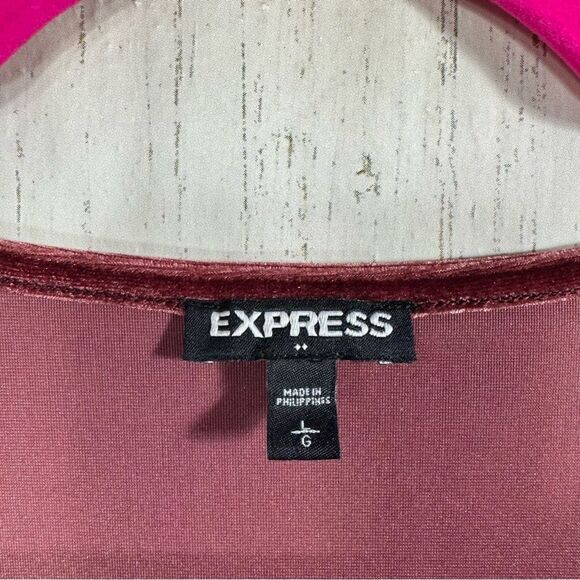 Express Velvet Wrap Bodysuit Burgundy Long Sleeve XS Holiday Night Out Elegant - Picture 7 of 16